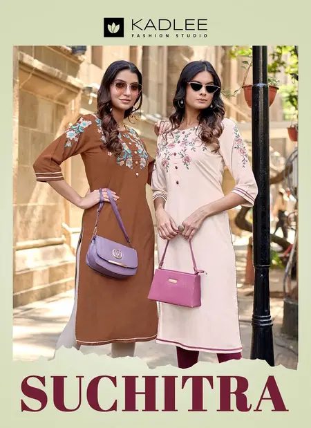 Suchitra By Kadlee Heavy Rayon Handwork Kurti Collections